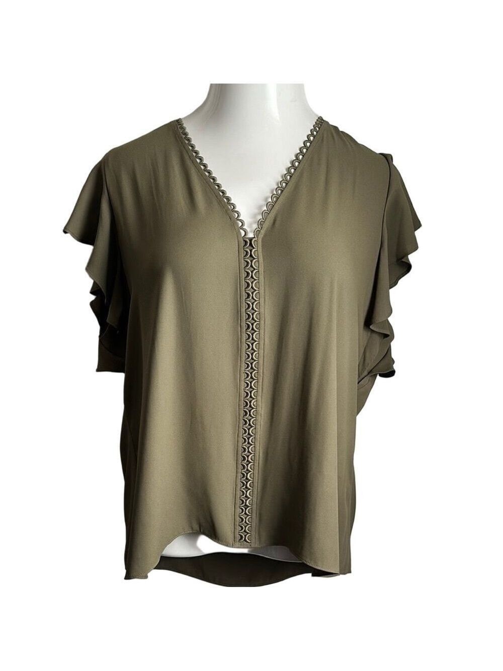 White House Black Market Olive Green Women's Top Size XL
